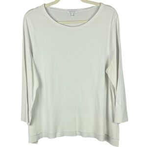 Habitat 100% Cotton White 3/4 Sleeve Top Size Large